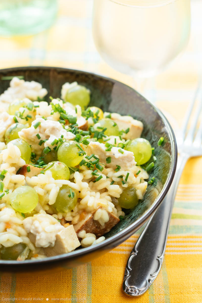 Stock photo of Risotto with Smoky Tofu and Grapes