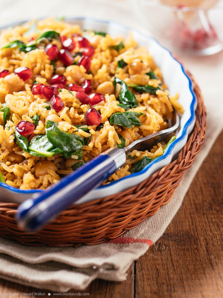 Stock photo of Chickpea and Spinach Pilaf