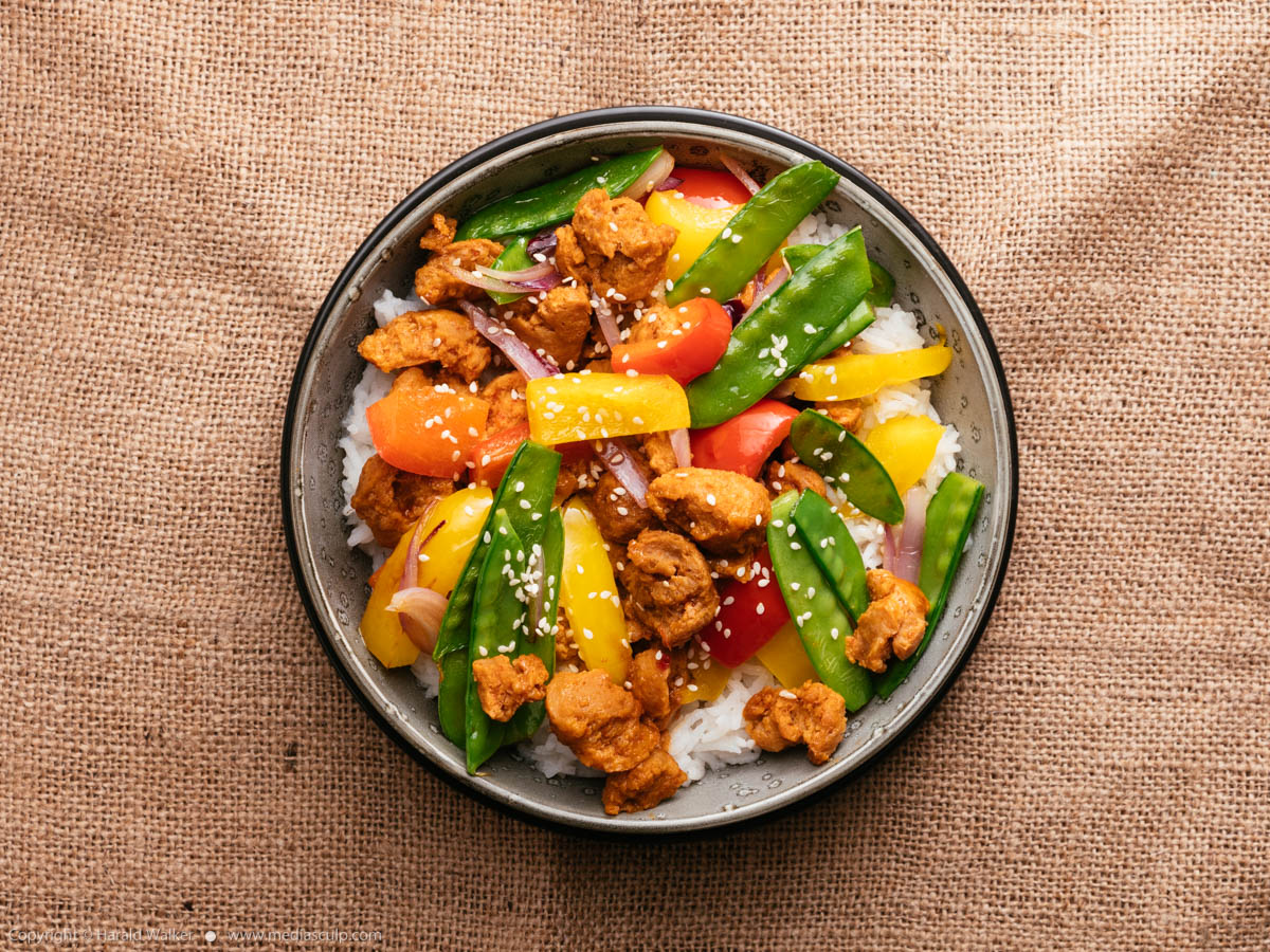 Stock photo of Vegetable Stir-fry with TVP pieces