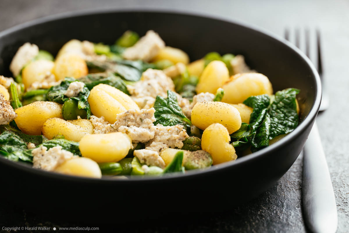 Stock photo of Gnocchi with Fava Beans, Spinach