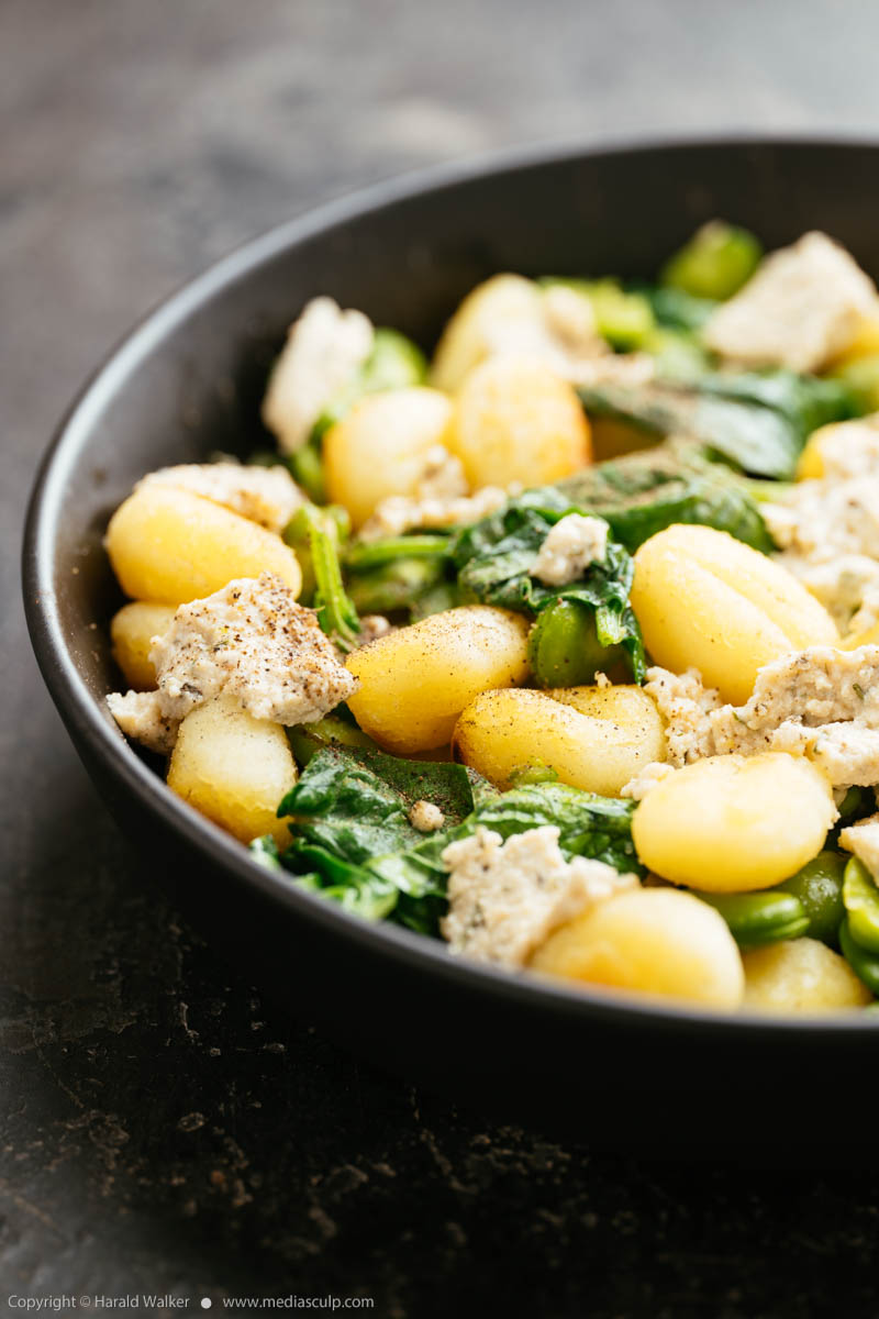 Stock photo of Gnocchi with Fava Beans, Spinach