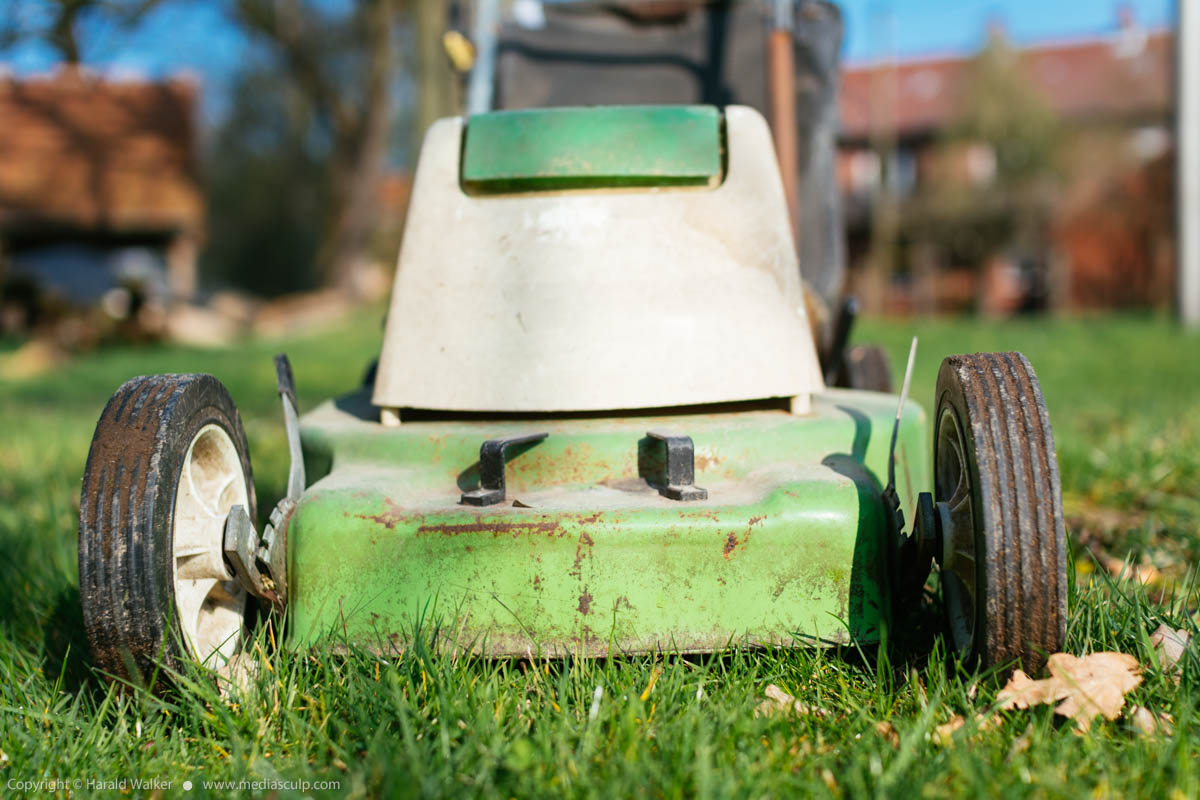Stock photo of Old lawn mower