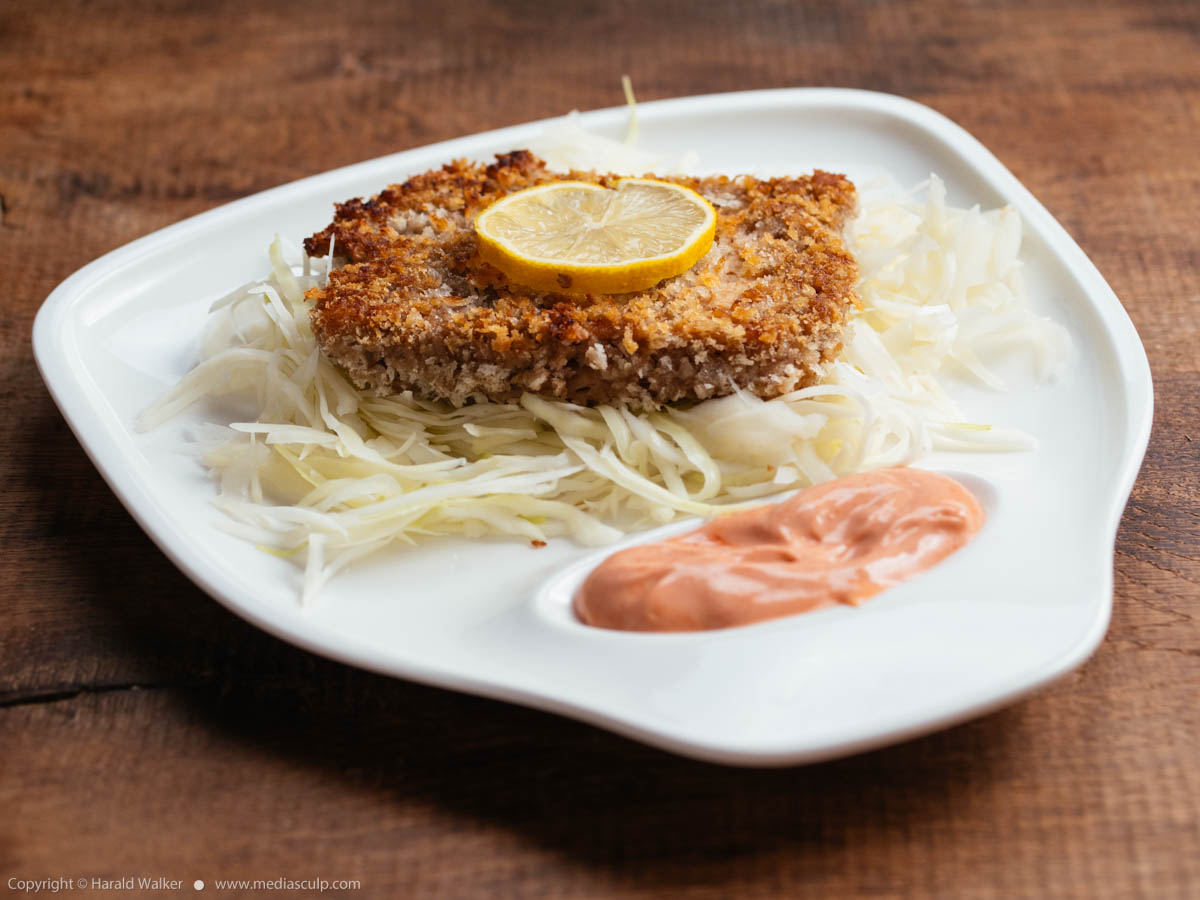 Stock photo of TVP Schnitzels on Cabbage