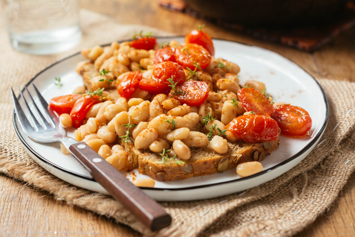 Stock photo of White Bean and Tomato Ragu on Toast