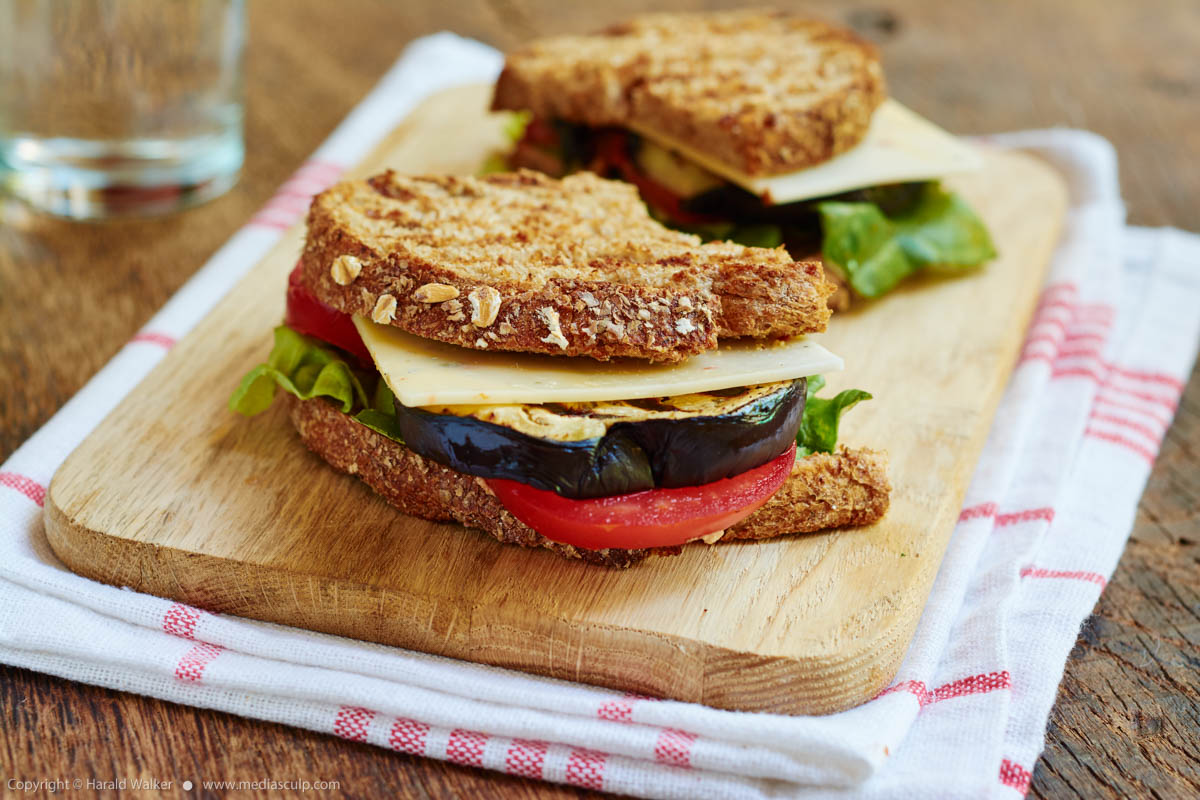 Stock photo of Grilled eggplant sandwiches