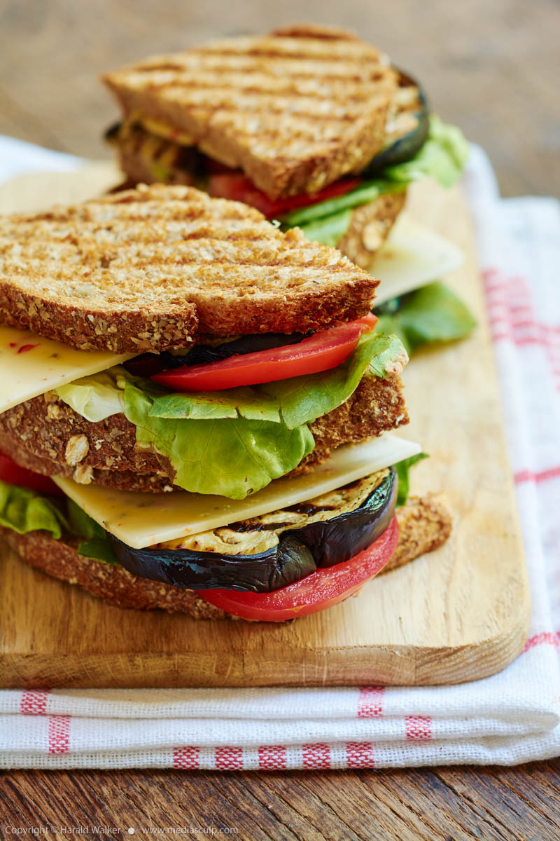 Stock photo of Grilled eggplant sandwiches