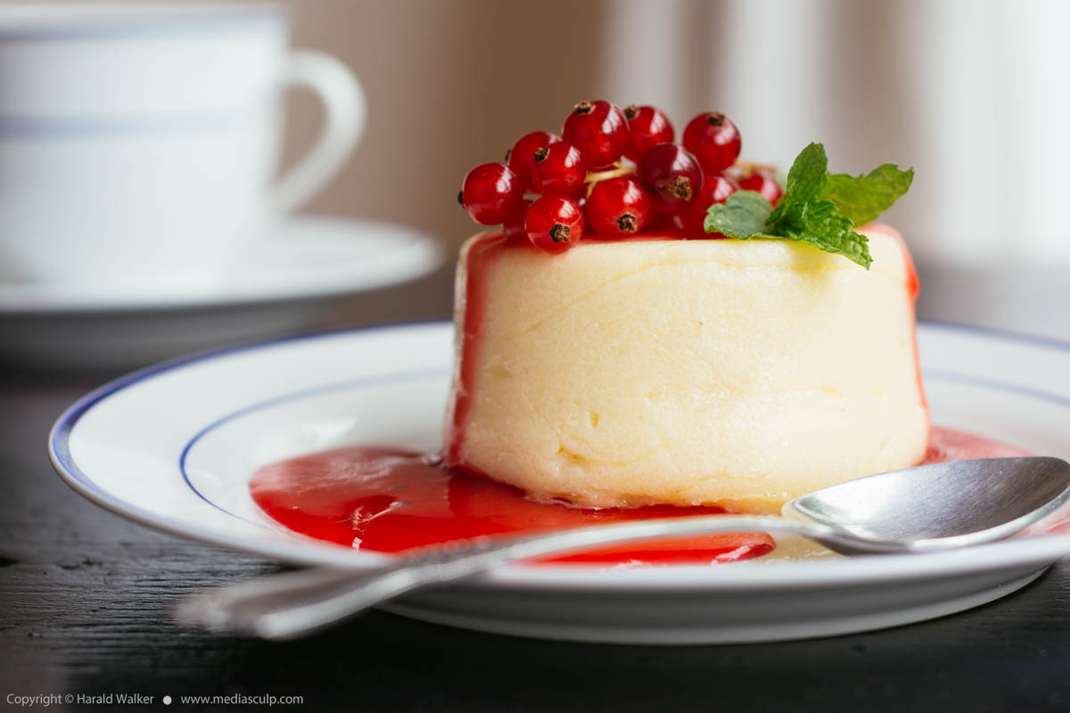Stock photo of Semolina Pudding with Red Currant Sauce