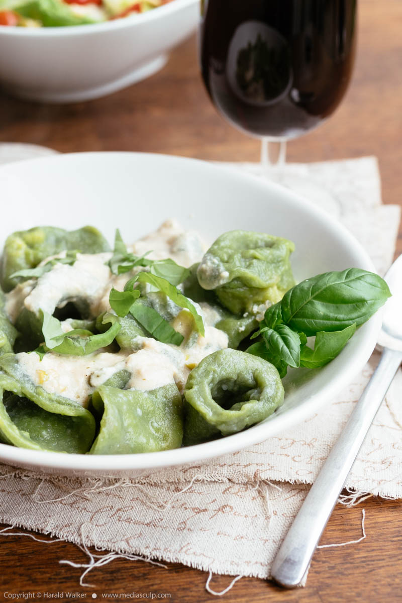 Stock photo of Homemade spinach tortellini