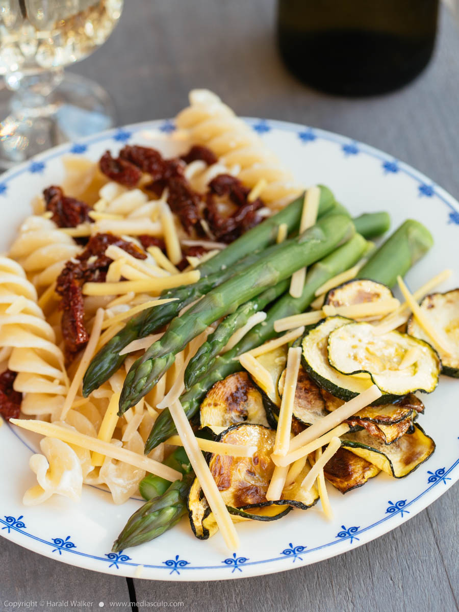 Stock photo of Giant Spiral Pasta with Asparagus and Zucchini