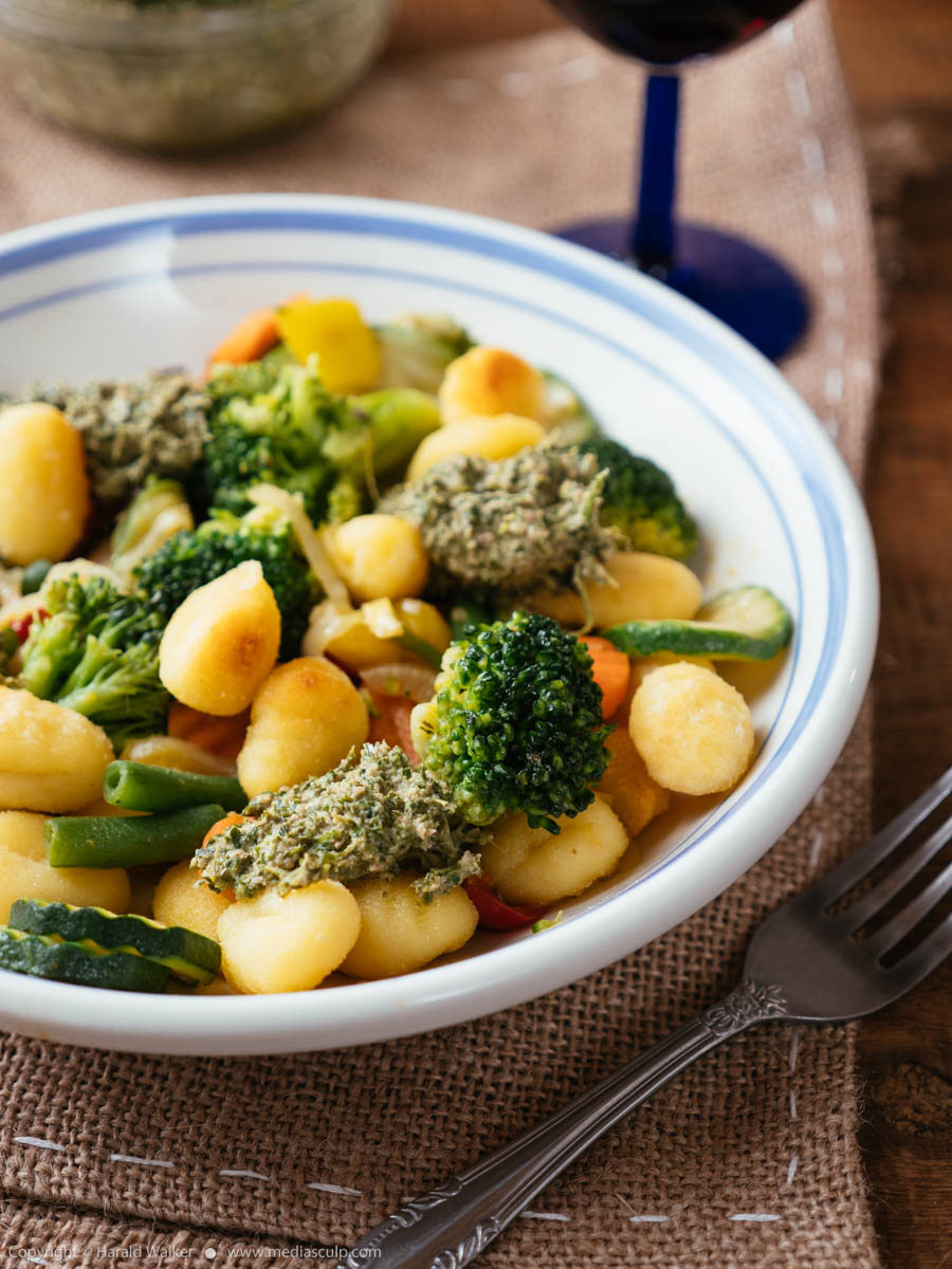 Stock photo of Gnocchi Toscana with Carrot Top Pesto