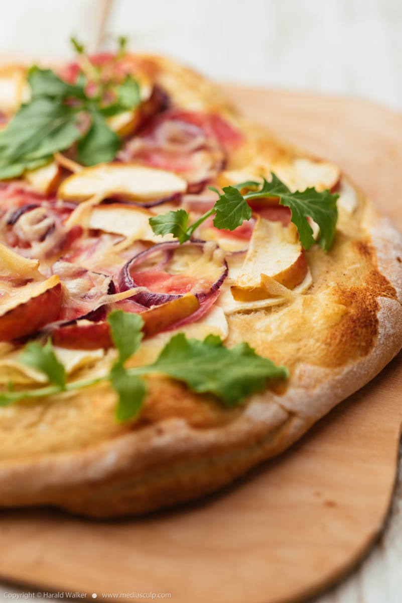 Stock photo of Parsnip apple beet pizza