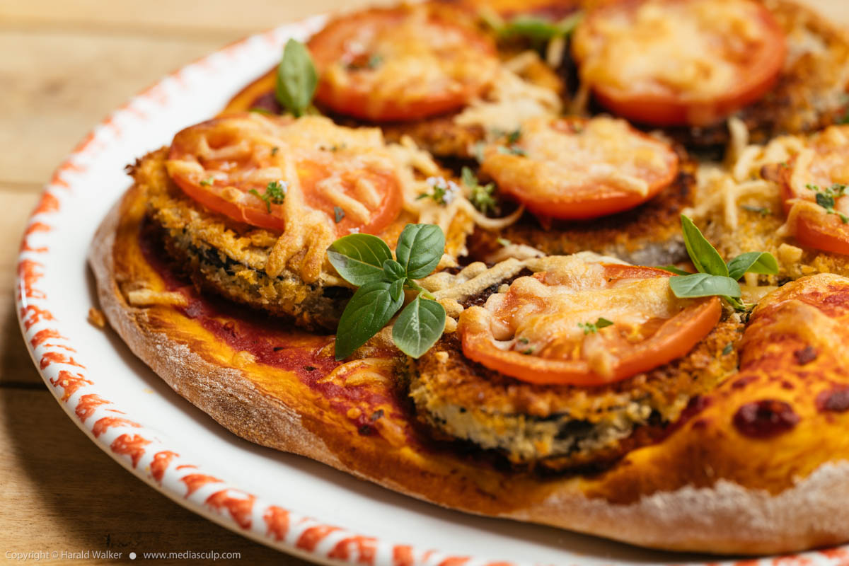 Stock photo of Breaded Eggplant Pizza