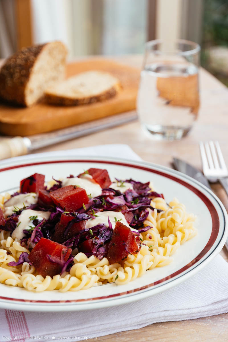Stock photo of Beets and Red Cabbage on Pasta