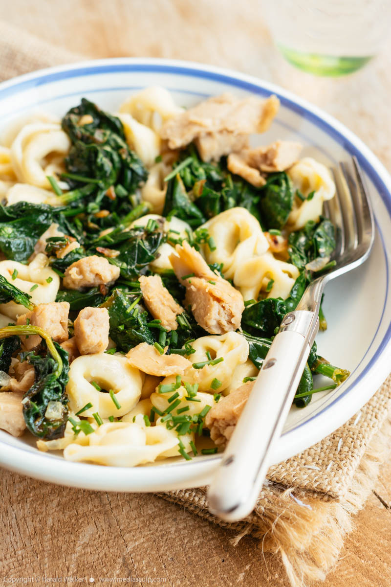 Stock photo of Vegetable Tortellini with Spinach and Chickun