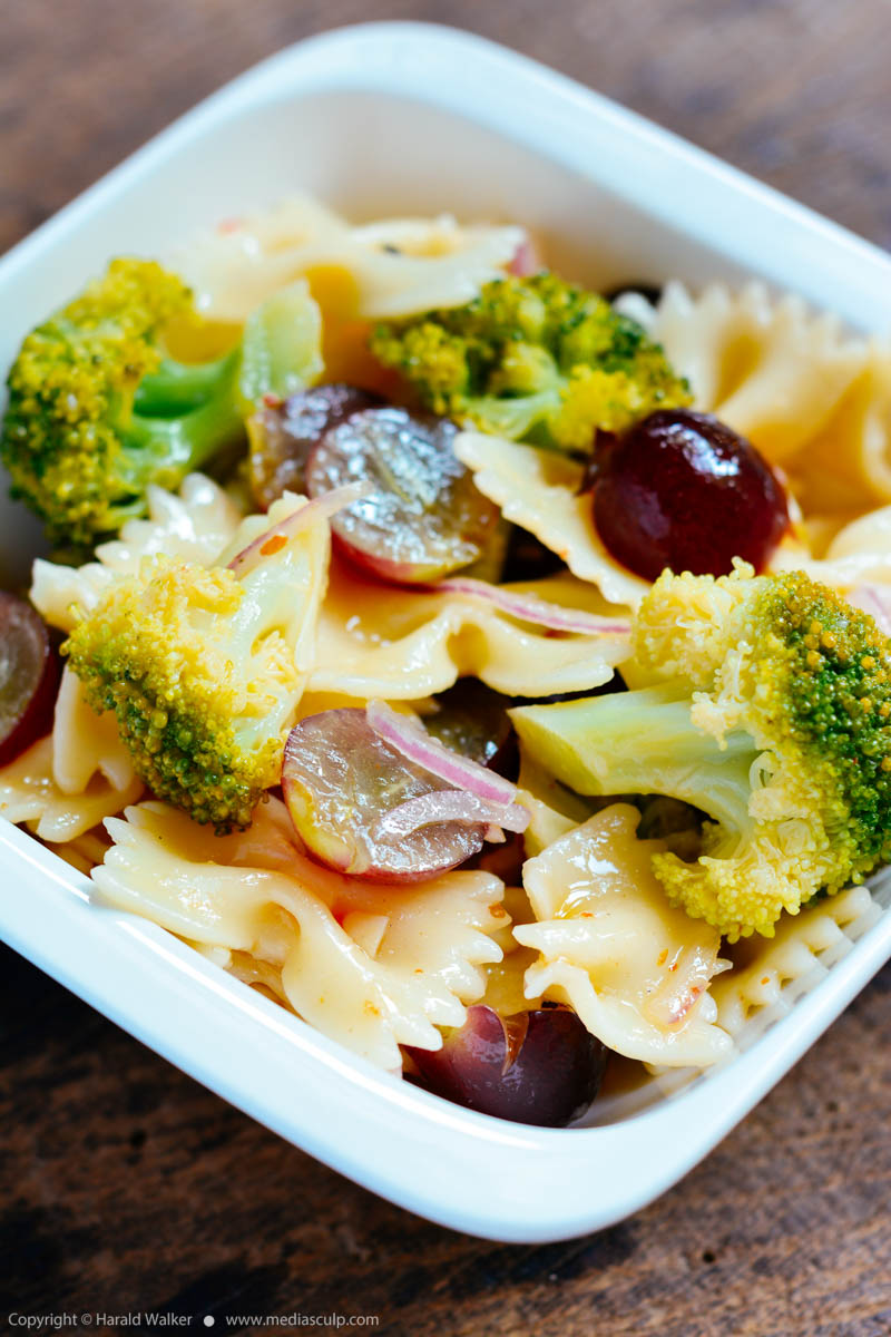 Stock photo of Pasta Salad with broccoli and grapes