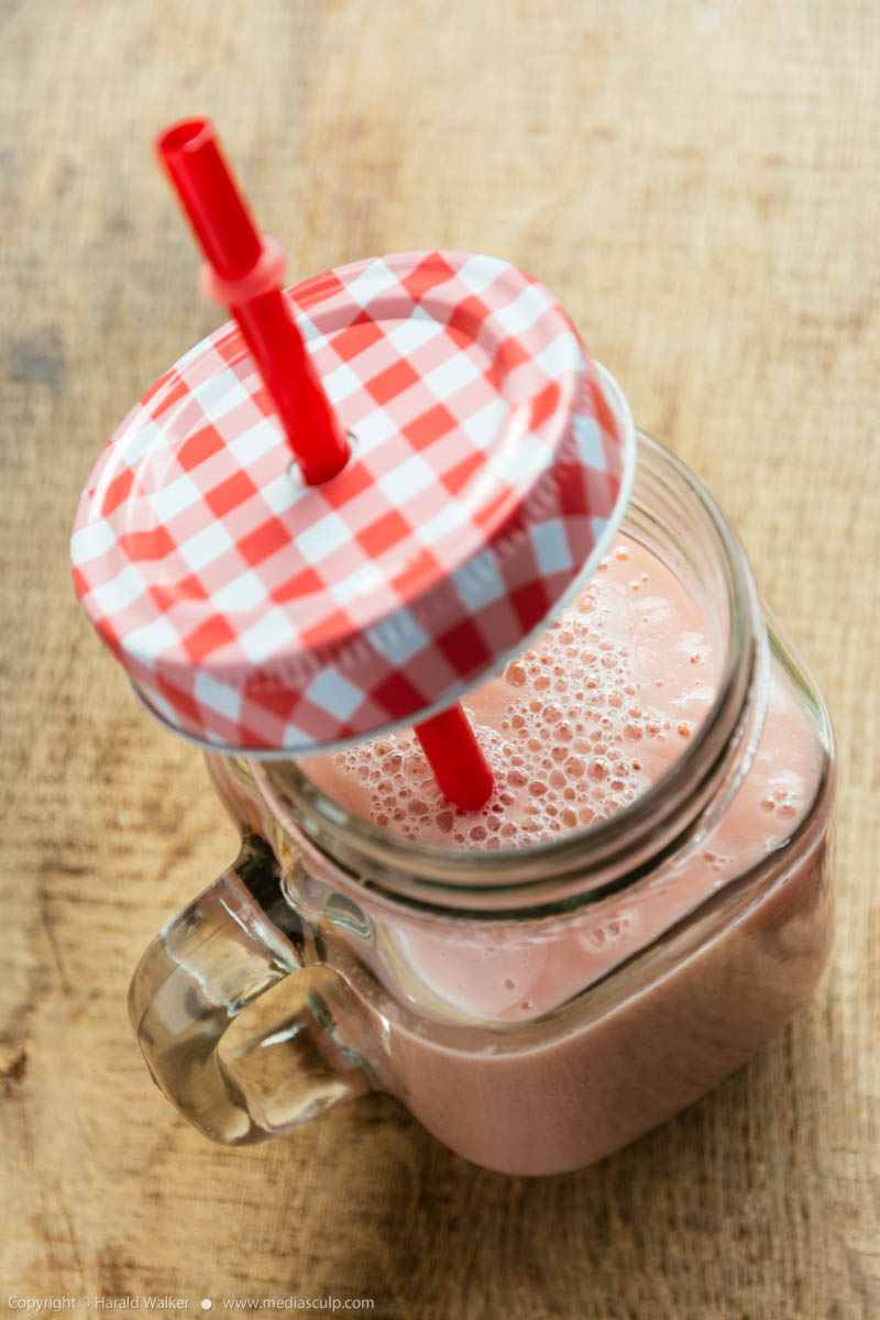 Stock photo of Fresh pear and rhubarb smoothie